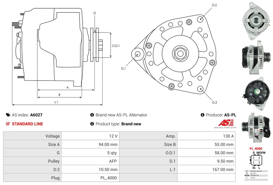 Nowy Alternator TOYOTA PREVIA II (_R3_) 2.0 D-4D (CLR30_, CLR30R) - obrazek 6